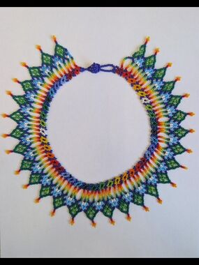 Handmade Multicolor Seed Bead Fringe Necklace